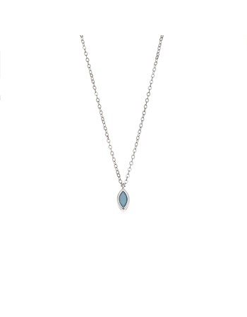 Μενταγιόν Senza Silver 925, φύλλο με τυρκουάζ ζιργκόν - SSR2779-3SR