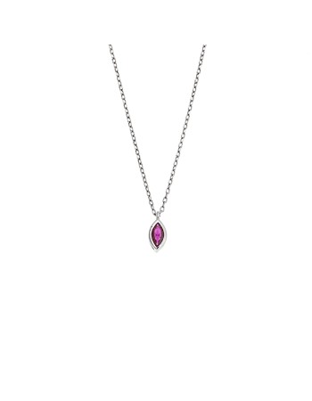 Μενταγιόν Senza Silver 925, φύλλο με φούξια ζιργκόν - SSR2779-7SR