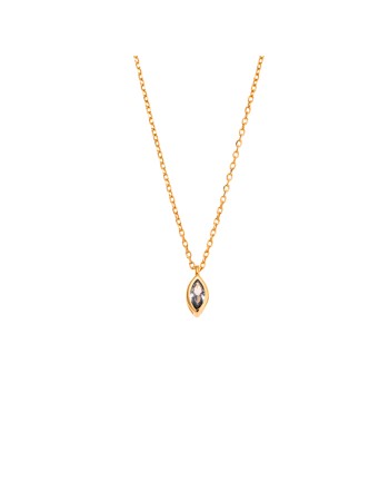 Μενταγιόν Senza Silver 925 Gold Plated, φύλλο με aquamarine ζιργκόν - SSR2780-13GD