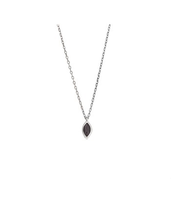 Μενταγιόν Senza Silver 925, φύλλο με μαύρο ζιργκόν - SSR2780-2SR