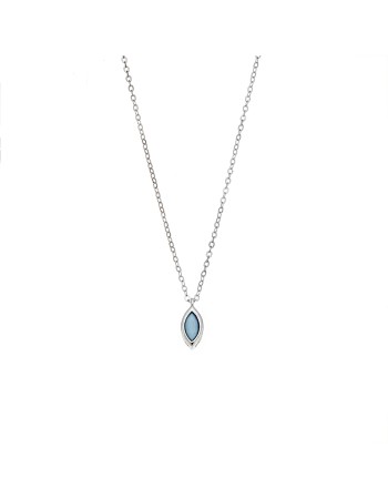 Μενταγιόν Senza Silver 925, φύλλο με τυρκουάζ ζιργκόν - SSR2780-3SR