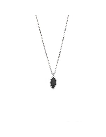 Μενταγιόν Senza Silver 925, φύλλο με μαύρο ζιργκόν - SSR2781-2SR