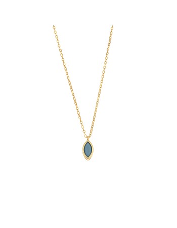 Μενταγιόν Senza Silver 925 Gold Plated, φύλλο με τυρκουάζ ζιργκόν - SSR2781-3GD