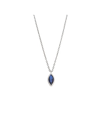 Μενταγιόν Senza Silver 925, φύλλο με μπλε ζιργκόν - SSR2781-5SR