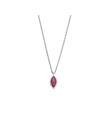 Μενταγιόν Senza Silver 925, φύλλο με φούξια ζιργκόν - SSR2781-7SR