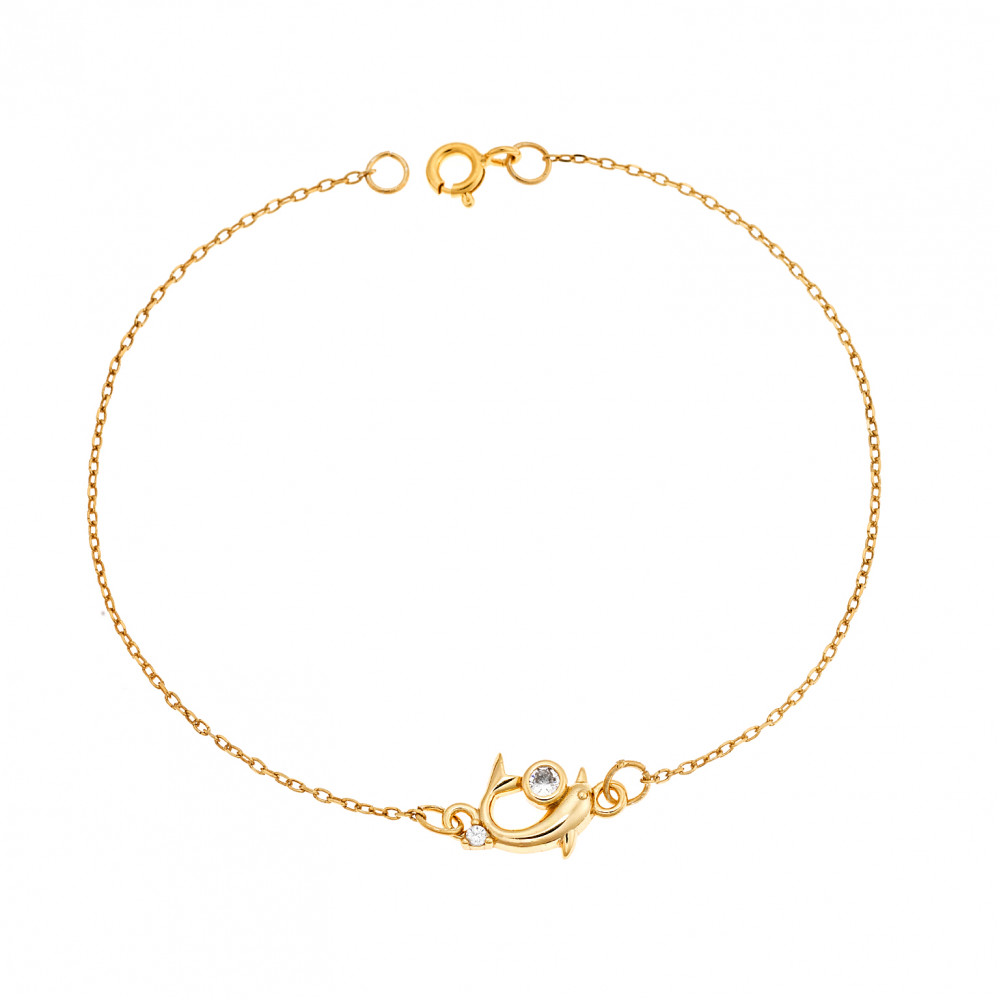 Βραχιόλι Senza Silver 925 Gold Plated, δελφίνι με ζιργκόν - SSR2790GD