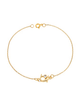 Βραχιόλι Senza Silver 925 Gold Plated, δελφίνι με ζιργκόν - SSR2790GD