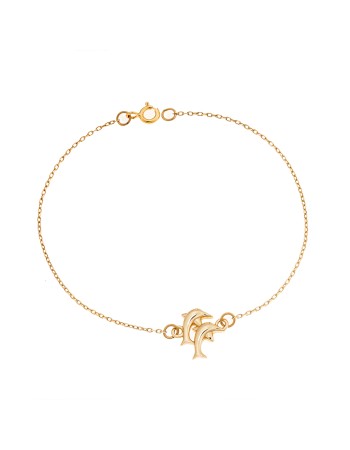 Βραχιόλι Senza Silver 925 Gold Plated, διπλό δελφίνι - SSR2791GD