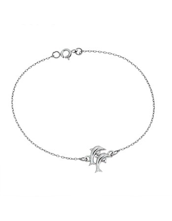 Βραχιόλι Senza Silver 925, διπλό δελφίνι - SSR2791SR