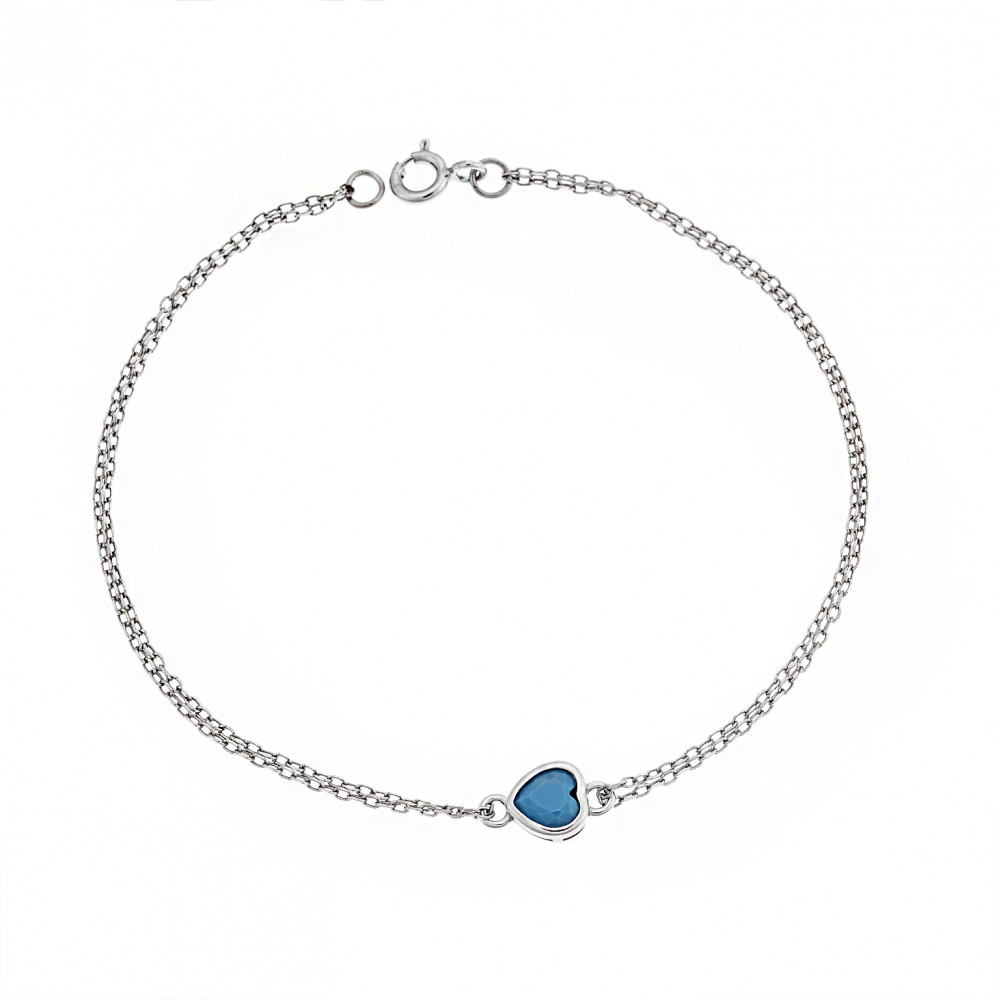 Βραχιόλι Senza Silver 925, καρδιά με τυρκουάζ ζιργκόν - SSR2792-3SR