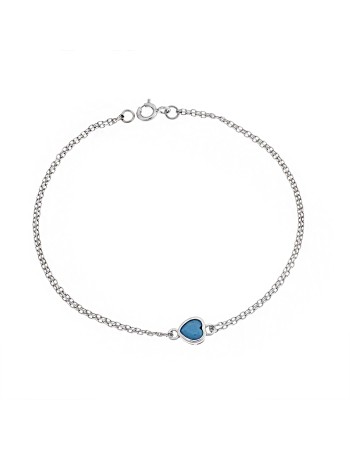 Βραχιόλι Senza Silver 925, καρδιά με τυρκουάζ ζιργκόν - SSR2792-3SR