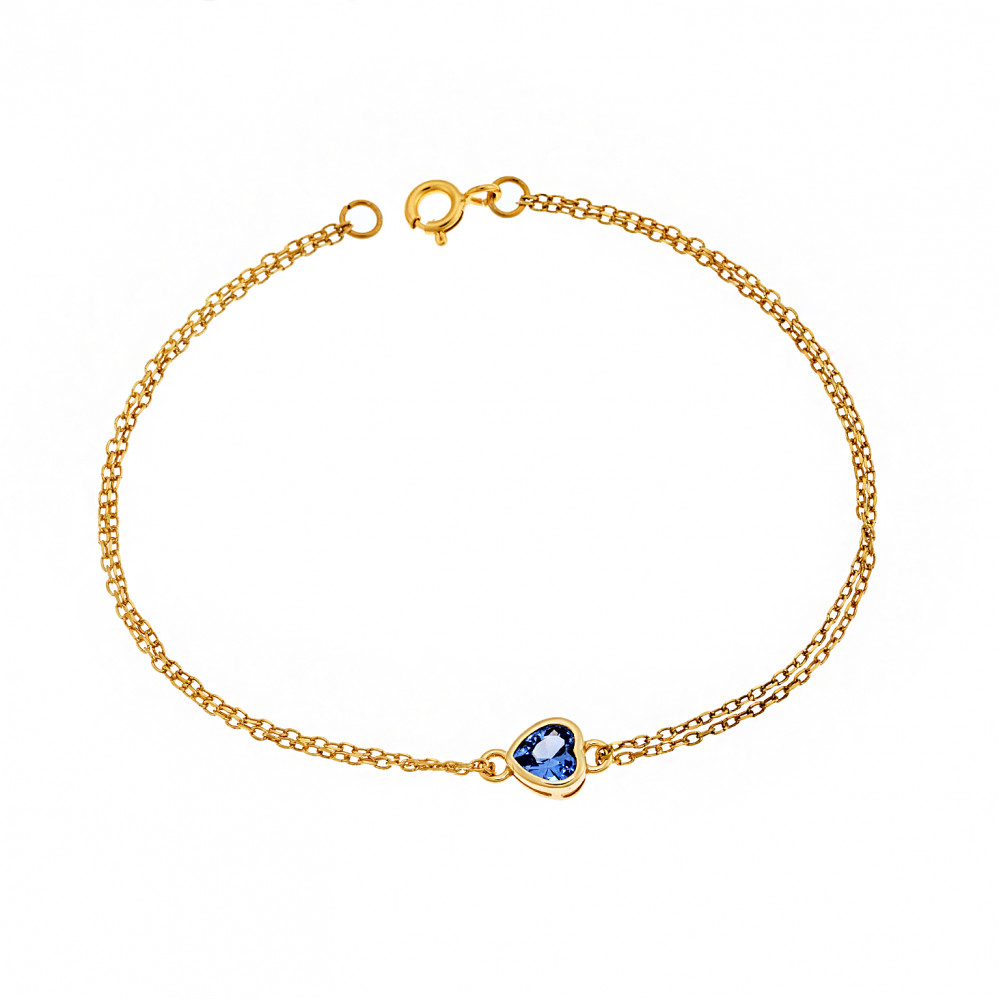 Βραχιόλι Senza Silver 925 Gold Plated, καρδιά με γαλάζιο ζιργκόν - SSR2792-4GD