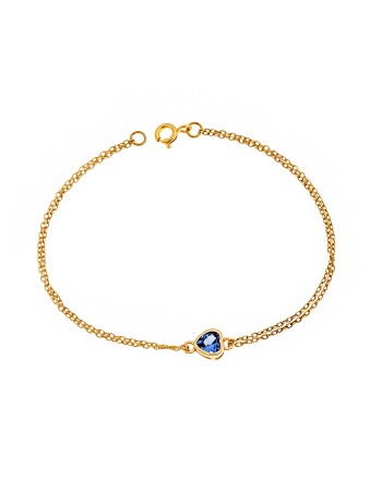Βραχιόλι Senza Silver 925 Gold Plated, καρδιά με γαλάζιο ζιργκόν - SSR2792-4GD