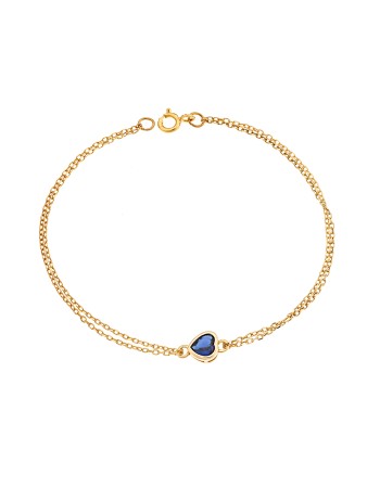 Βραχιόλι Senza Silver 925 Gold Plated, καρδιά με μπλε ζιργκόν - SSR2792-5GD