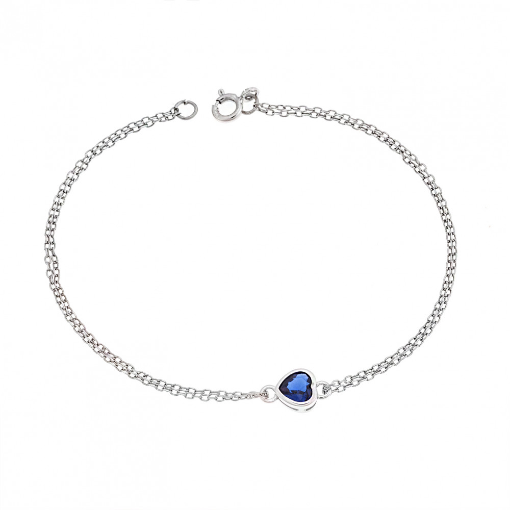 Βραχιόλι Senza Silver 925, καρδιά με μπλε ζιργκόν - SSR2792-5SR