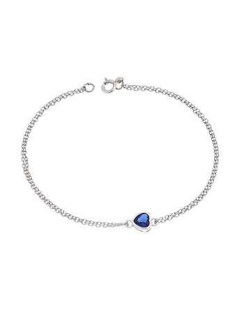 Βραχιόλι Senza Silver 925, καρδιά με μπλε ζιργκόν - SSR2792-5SR
