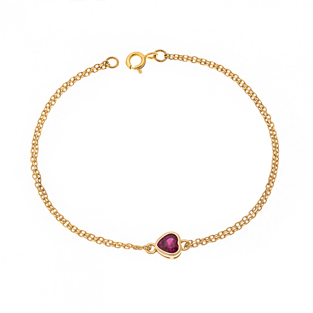 Βραχιόλι Senza Silver 925 Gold Plated, καρδιά με κόκκινο ζιργκόν - SSR2792-8GD