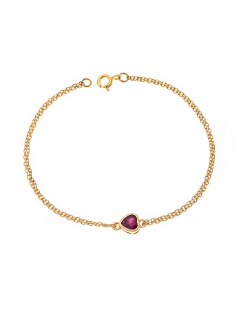 Βραχιόλι Senza Silver 925 Gold Plated, καρδιά με κόκκινο ζιργκόν - SSR2792-8GD