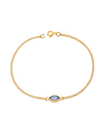 Βραχιόλι Senza Silver 925 Gold Plated, φύλλο με aquamarine ζιργκόν - SSR2793-13GD