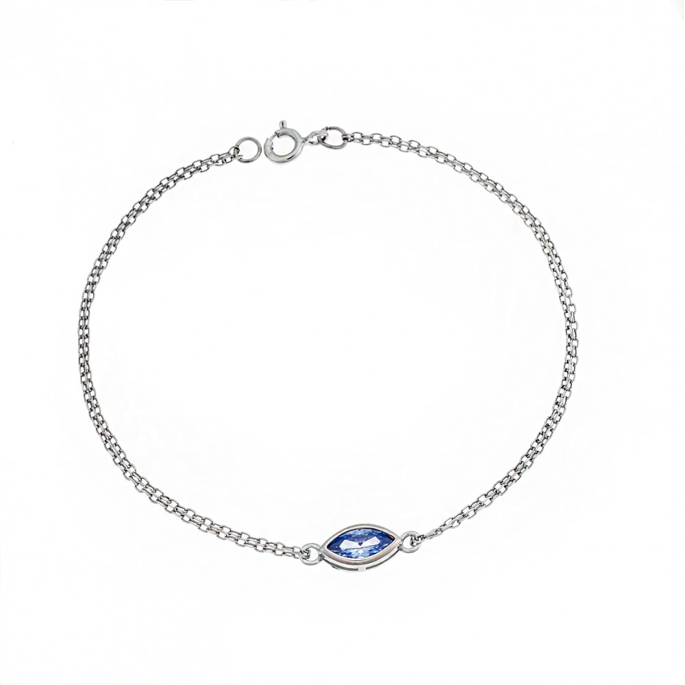 Βραχιόλι Senza Silver 925,, φύλλο με aquamarine ζιργκόν - SSR2793-13SR