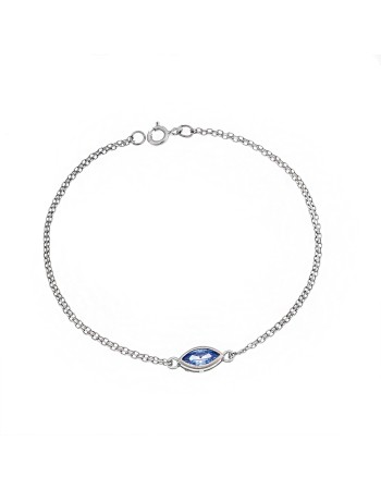 Βραχιόλι Senza Silver 925,, φύλλο με aquamarine ζιργκόν - SSR2793-13SR