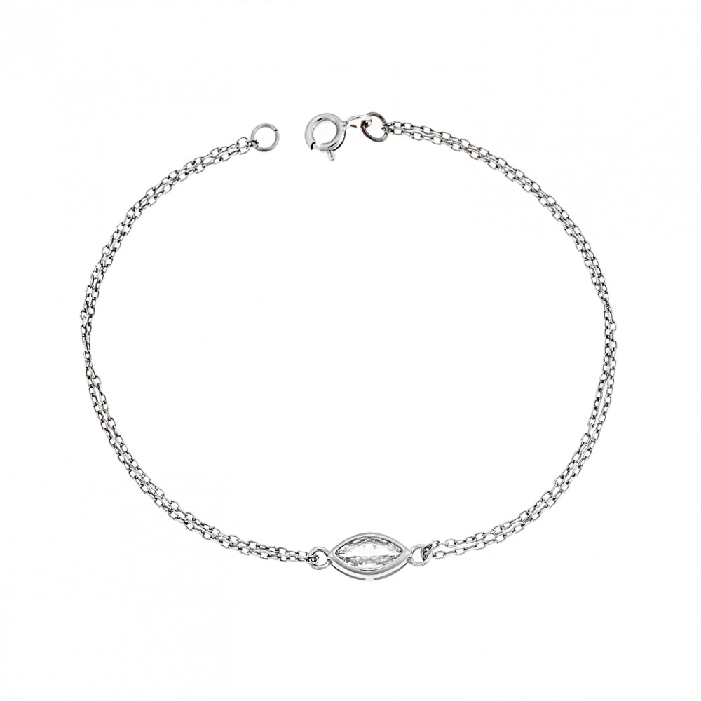 Βραχιόλι Senza Silver 925, φύλλο με διάφανο ζιργκόν - SSR2793-1SR