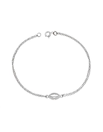 Βραχιόλι Senza Silver 925, φύλλο με διάφανο ζιργκόν - SSR2793-1SR