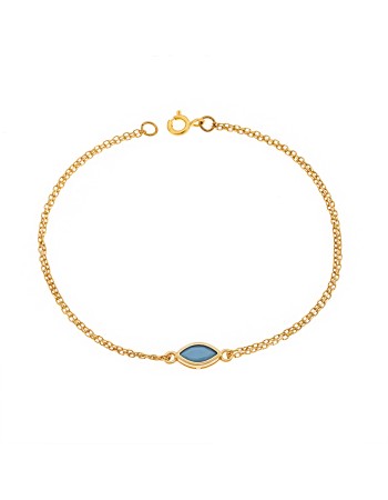 Βραχιόλι Senza Silver 925 Gold Plated, φύλλο με τυρκουάζ ζιργκόν - SSR2793-3GD