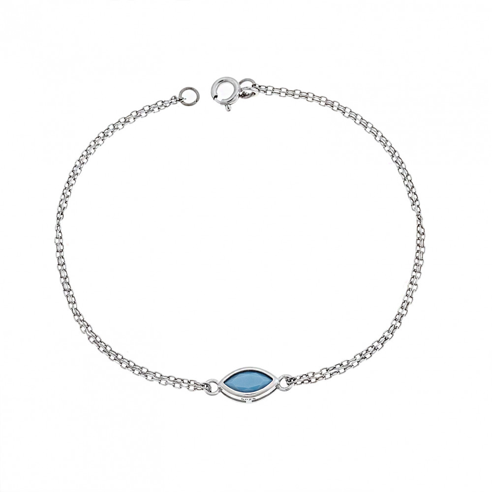 Βραχιόλι Senza Silver 925, φύλλο με τυρκουάζ ζιργκόν - SSR2793-3SR