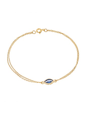 Βραχιόλι Senza Silver 925 Gold Plated, φύλλο με γαλάζιο ζιργκόν - SSR2793-4GD