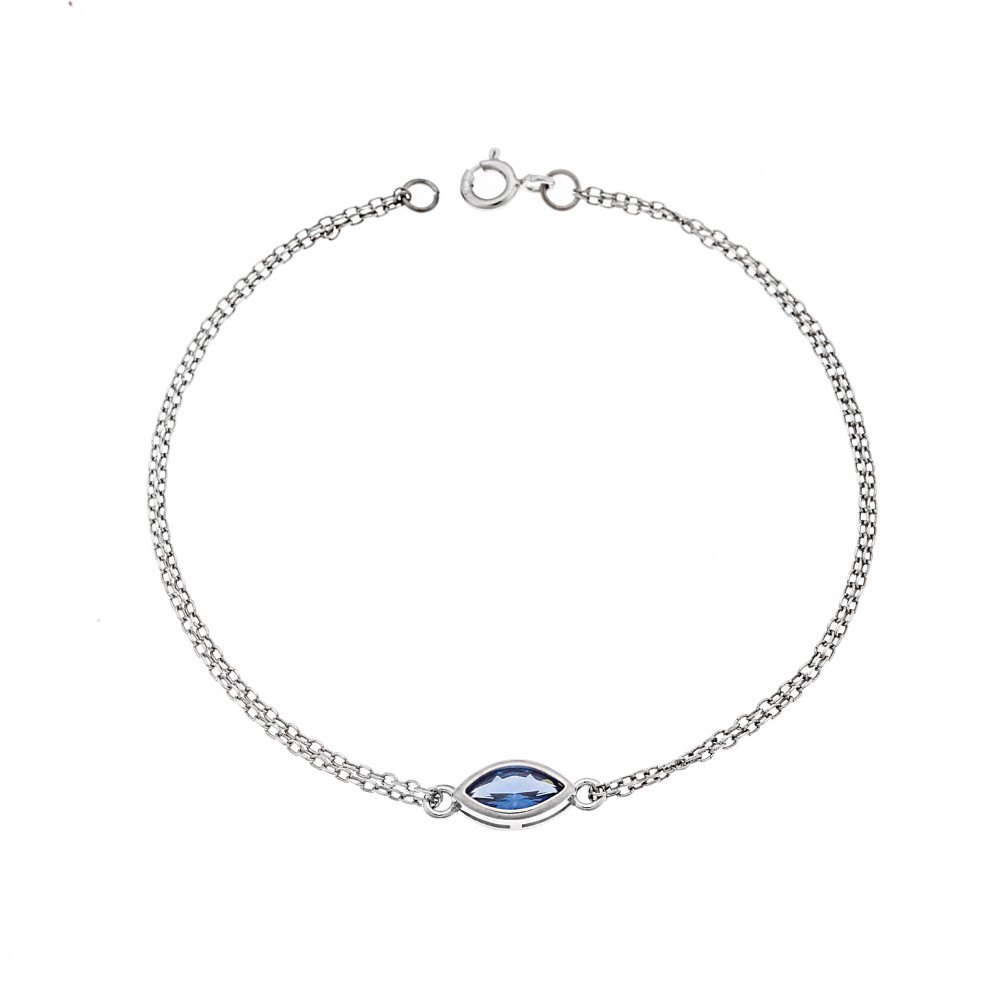 Βραχιόλι Senza Silver 925, φύλλο με γαλάζιο ζιργκόν - SSR2793-4SR