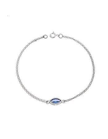 Βραχιόλι Senza Silver 925, φύλλο με γαλάζιο ζιργκόν - SSR2793-4SR