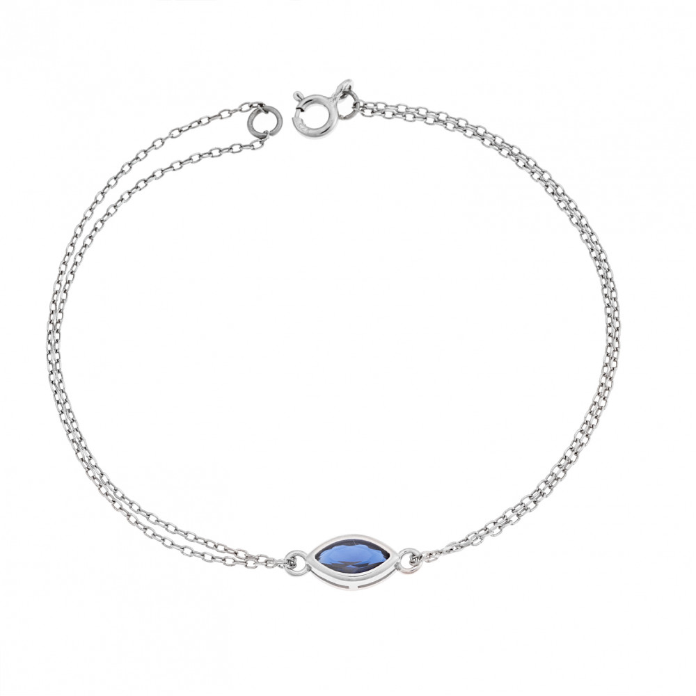 Βραχιόλι Senza Silver 925, φύλλο με μπλε ζιργκόν - SSR2793-5SR