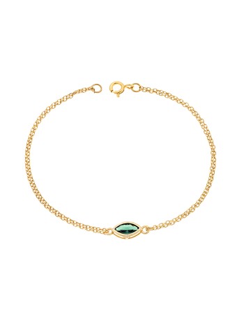 Βραχιόλι Senza Silver 925 Gold Plated, φύλλο με πράσινο ζιργκόν - SSR2793-6GD