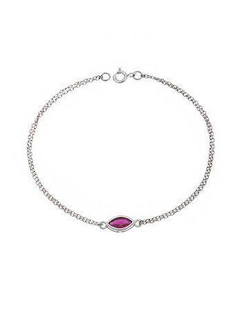 Βραχιόλι Senza Silver 925, φύλλο με κόκκινο ζιργκόν - SSR2793-8SR