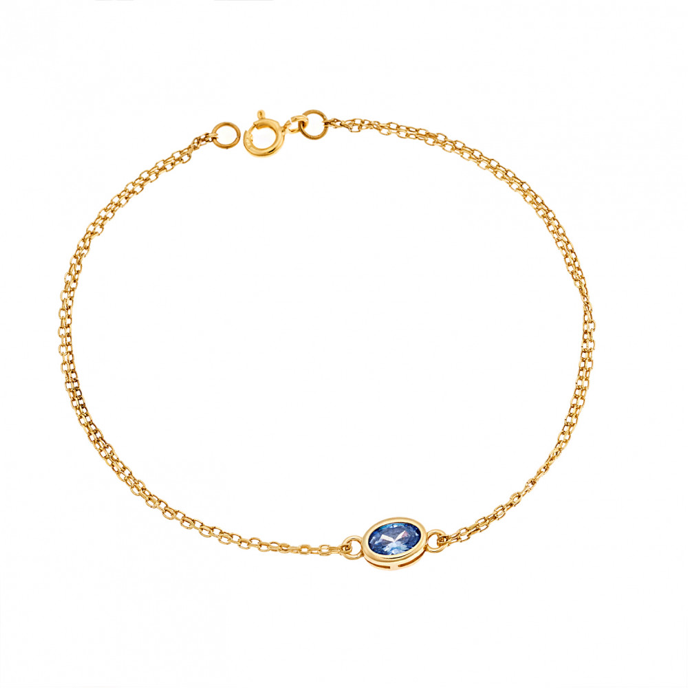 Βραχιόλι Senza Silver 925 Gold Plated, οβάλ με aquamarine ζιργκόν - SSR2794-13GD