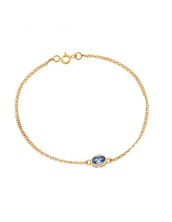 Βραχιόλι Senza Silver 925 Gold Plated, οβάλ με aquamarine ζιργκόν - SSR2794-13GD