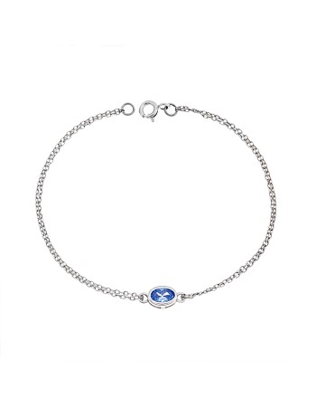 Βραχιόλι Senza Silver 925, οβάλ με aquamarine ζιργκόν - SSR2794-13SR