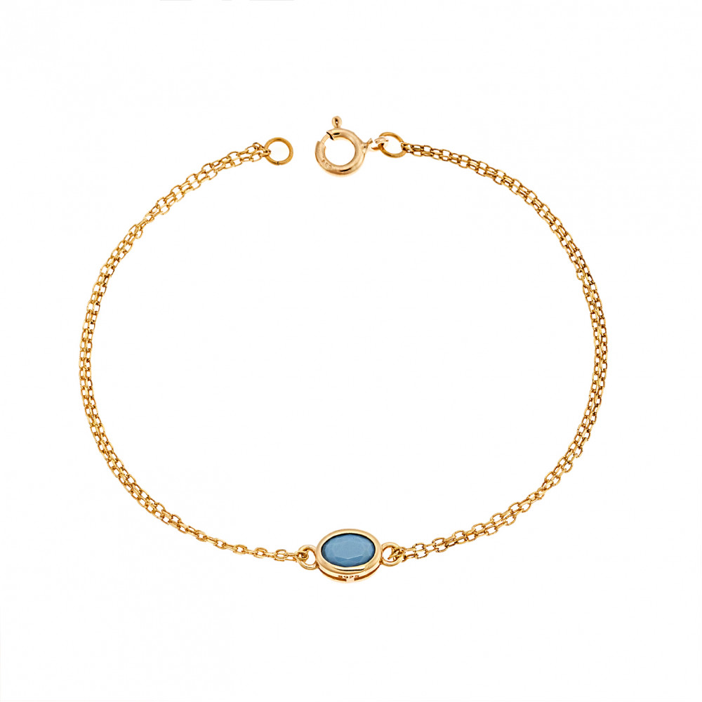 Βραχιόλι Senza Silver 925 Gold Plated, οβάλ με τυρκουάζ ζιργκόν - SSR2794-3GD