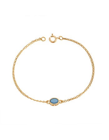 Βραχιόλι Senza Silver 925 Gold Plated, οβάλ με τυρκουάζ ζιργκόν - SSR2794-3GD