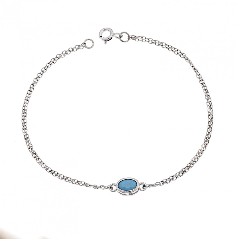 Βραχιόλι Senza Silver 925, οβάλ με τυρκουάζ ζιργκόν - SSR2794-3SR