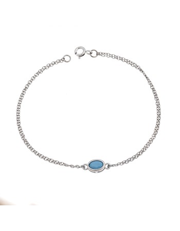 Βραχιόλι Senza Silver 925, οβάλ με τυρκουάζ ζιργκόν - SSR2794-3SR