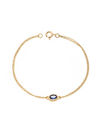 Βραχιόλι Senza Silver 925 Gold Plated, οβάλ με γαλάζιο ζιργκόν - SSR2794-4GD