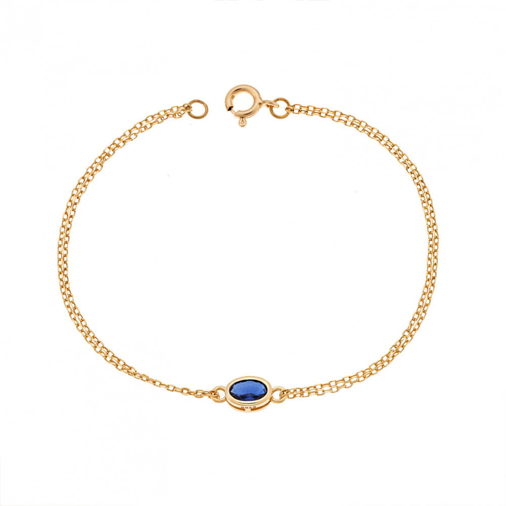 Βραχιόλι Senza Silver 925 Gold Plated, οβάλ με μπλε ζιργκόν - SSR2794-5GD