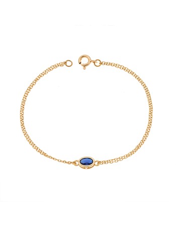 Βραχιόλι Senza Silver 925 Gold Plated, οβάλ με μπλε ζιργκόν - SSR2794-5GD