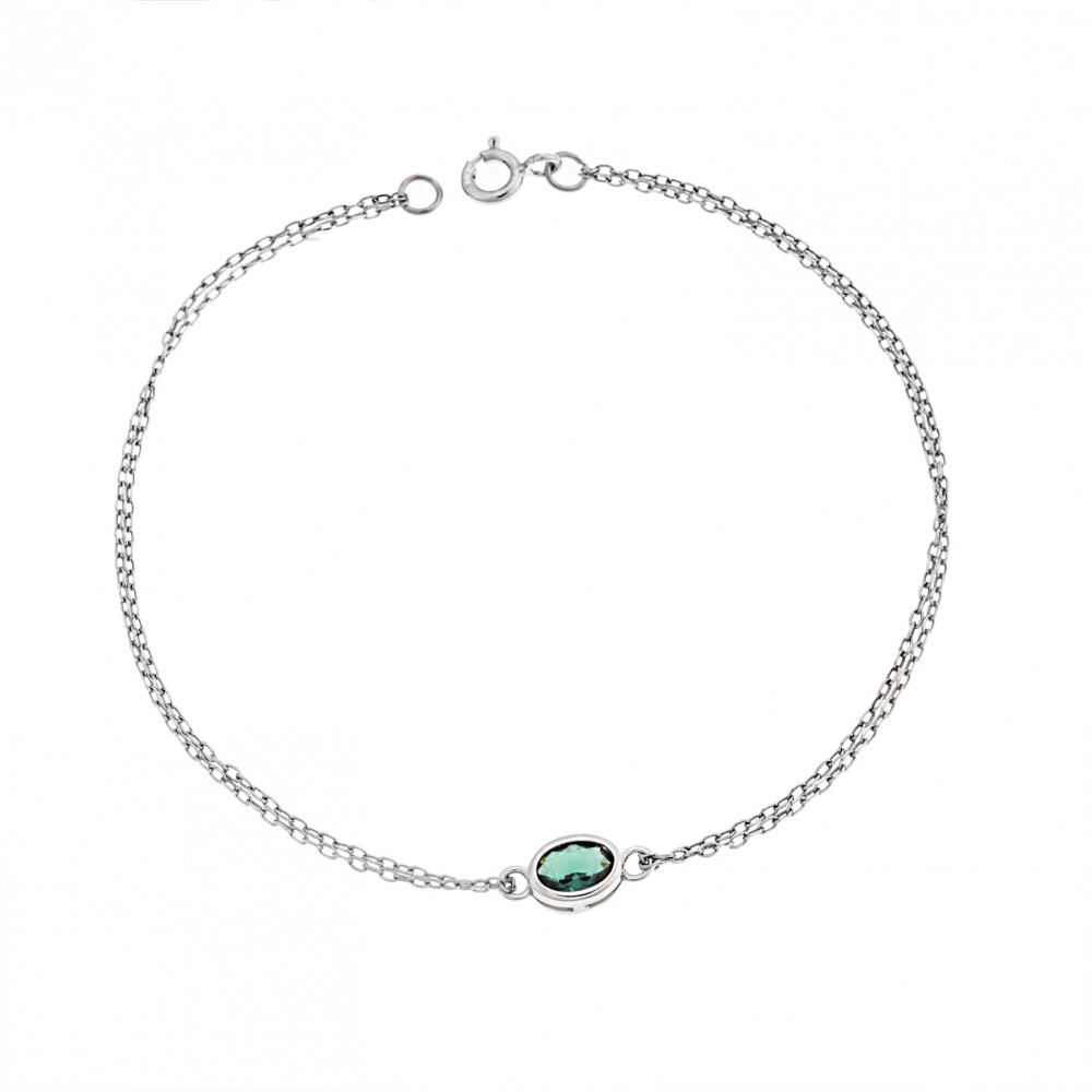 Βραχιόλι Senza Silver 925, οβάλ με πράσινο ζιργκόν - SSR2794-6SR