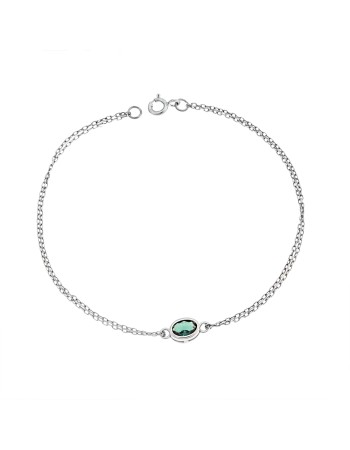 Βραχιόλι Senza Silver 925, οβάλ με πράσινο ζιργκόν - SSR2794-6SR