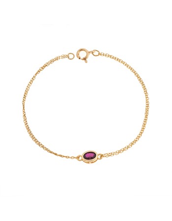 Βραχιόλι Senza Silver 925 Gold Plated, οβάλ με κόκκινο ζιργκόν - SSR2794-8GD