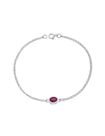 Βραχιόλι Senza Silver 925, οβάλ με κόκκινο ζιργκόν - SSR2794-8SR
