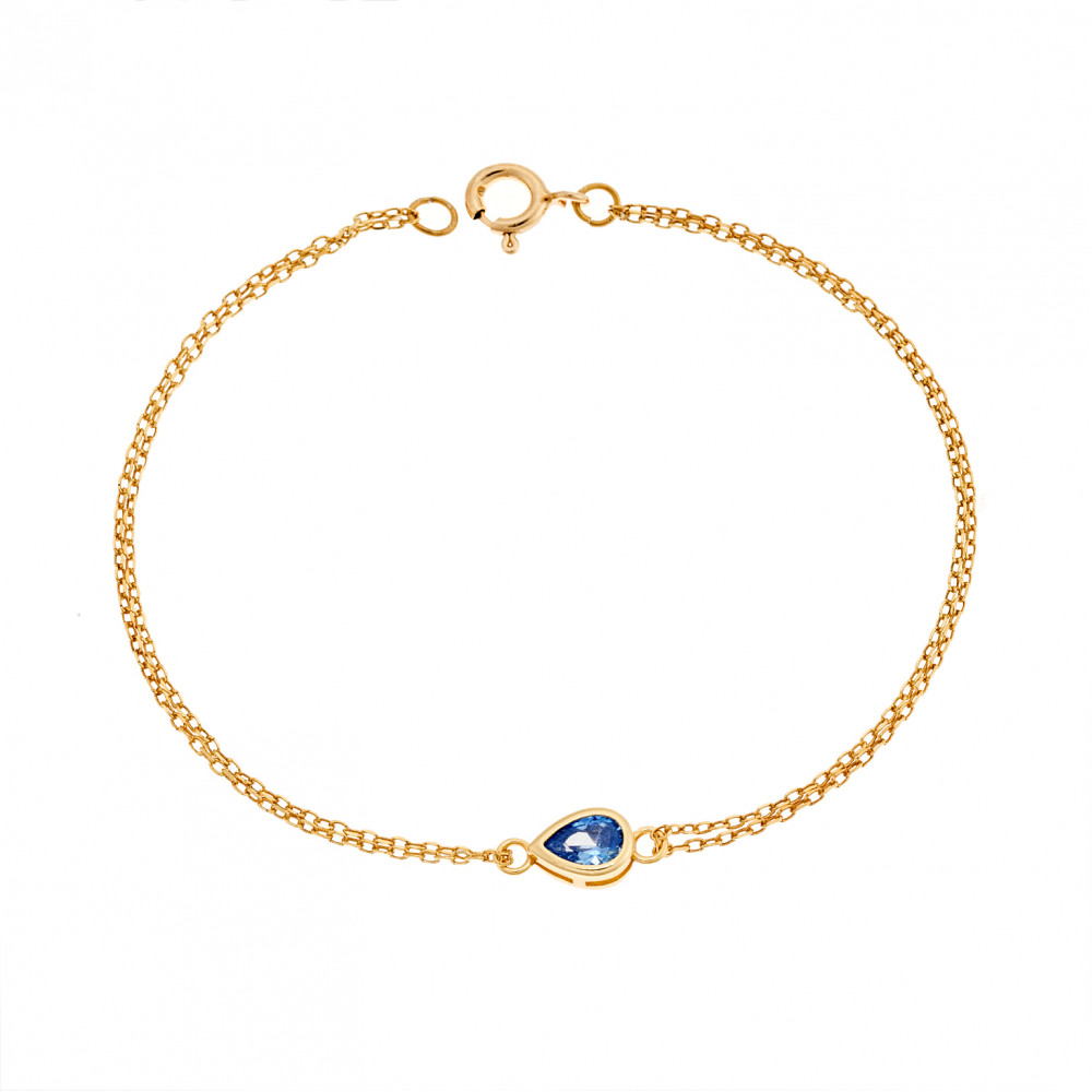 Βραχιόλι Senza Silver 925 Gold Plated, δάκρυ με aquamarine ζιργκόν - SSR2795-13GD